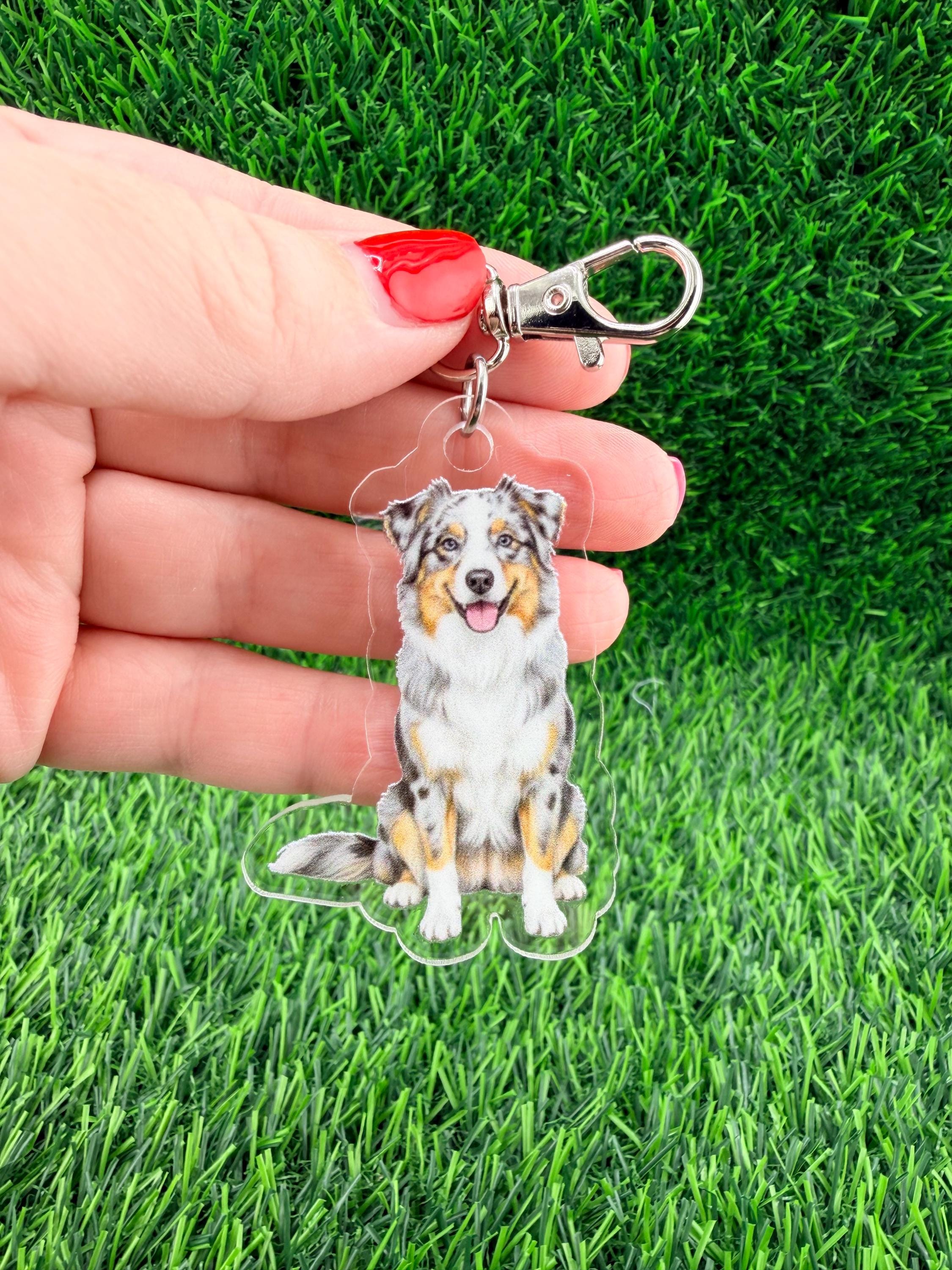 Australian Shepherd Blue Merle Dog Breed Keychain