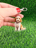Doodle Cream and Tan Dog Keychain