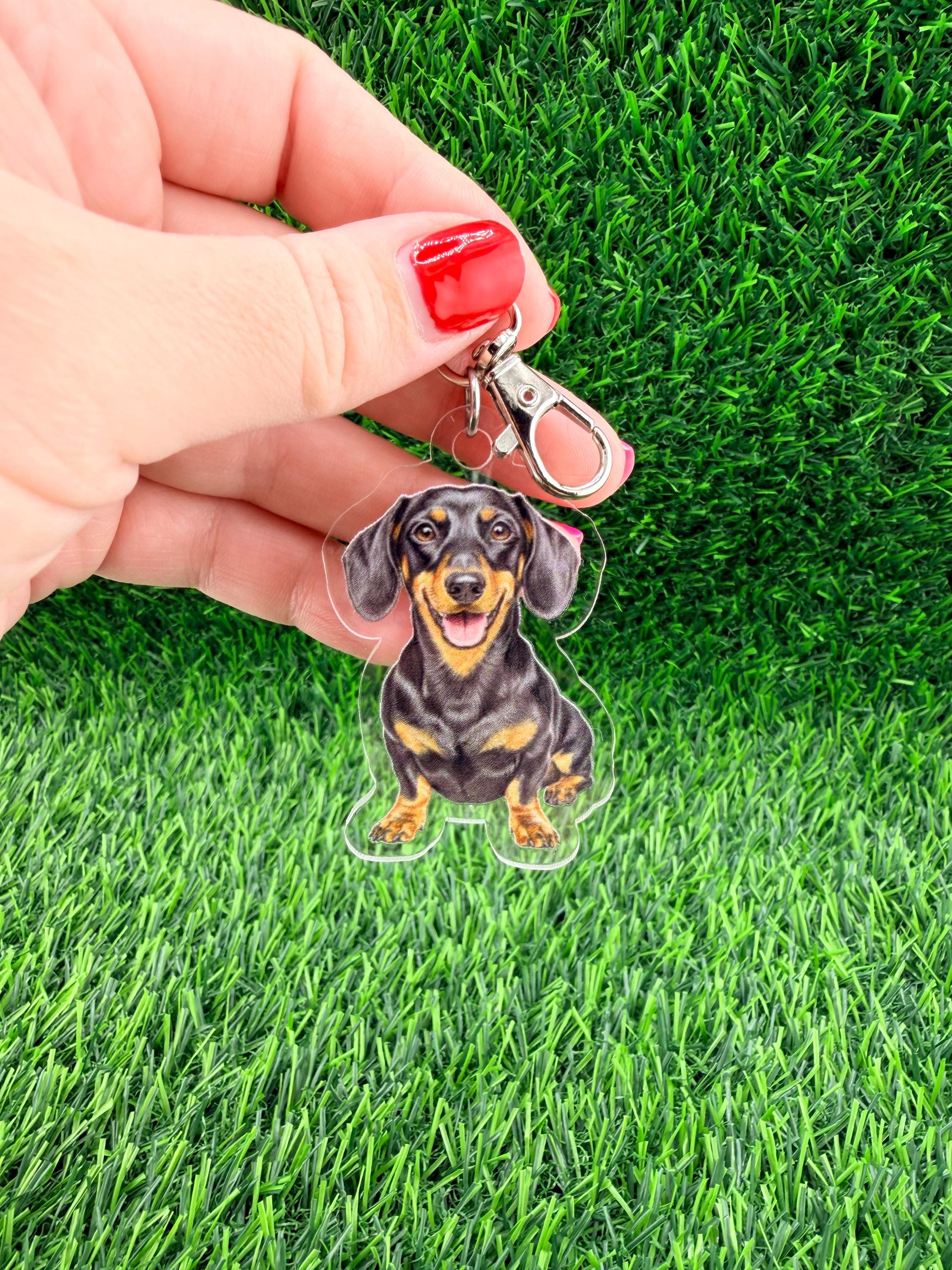 Short Haired Dachshund Black Tan Dog Breed Keychain