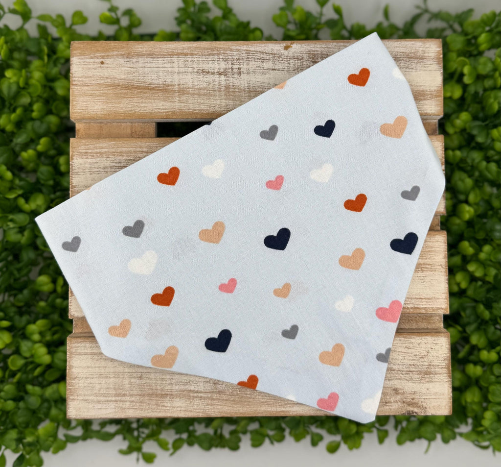 Light Blue Heart Scrunchie Dog Bandana