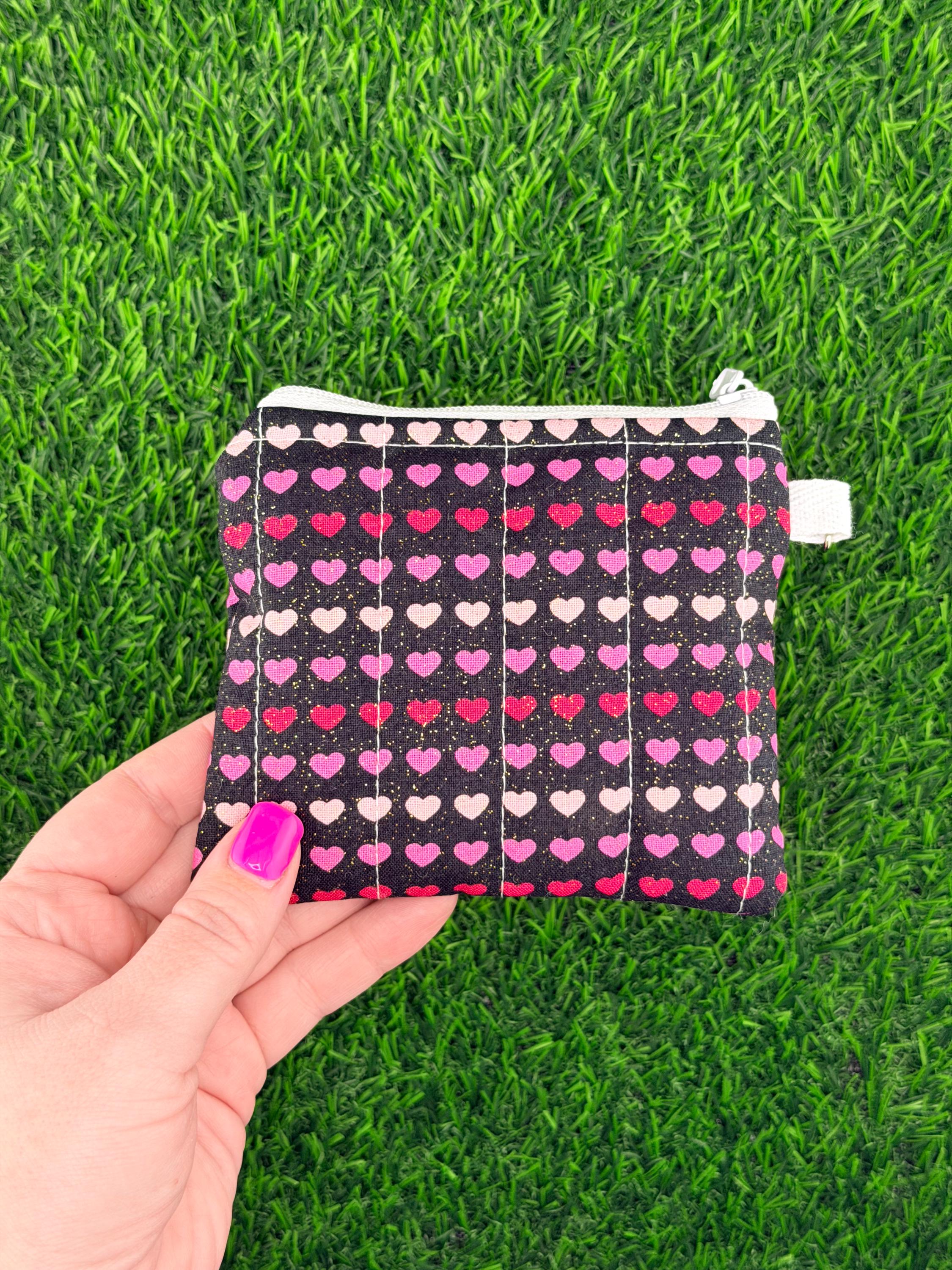 Colorful Glitter Hearts Quilted Wallet