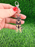 German Shepherd Bi Color Black and Tan Dog Keychain