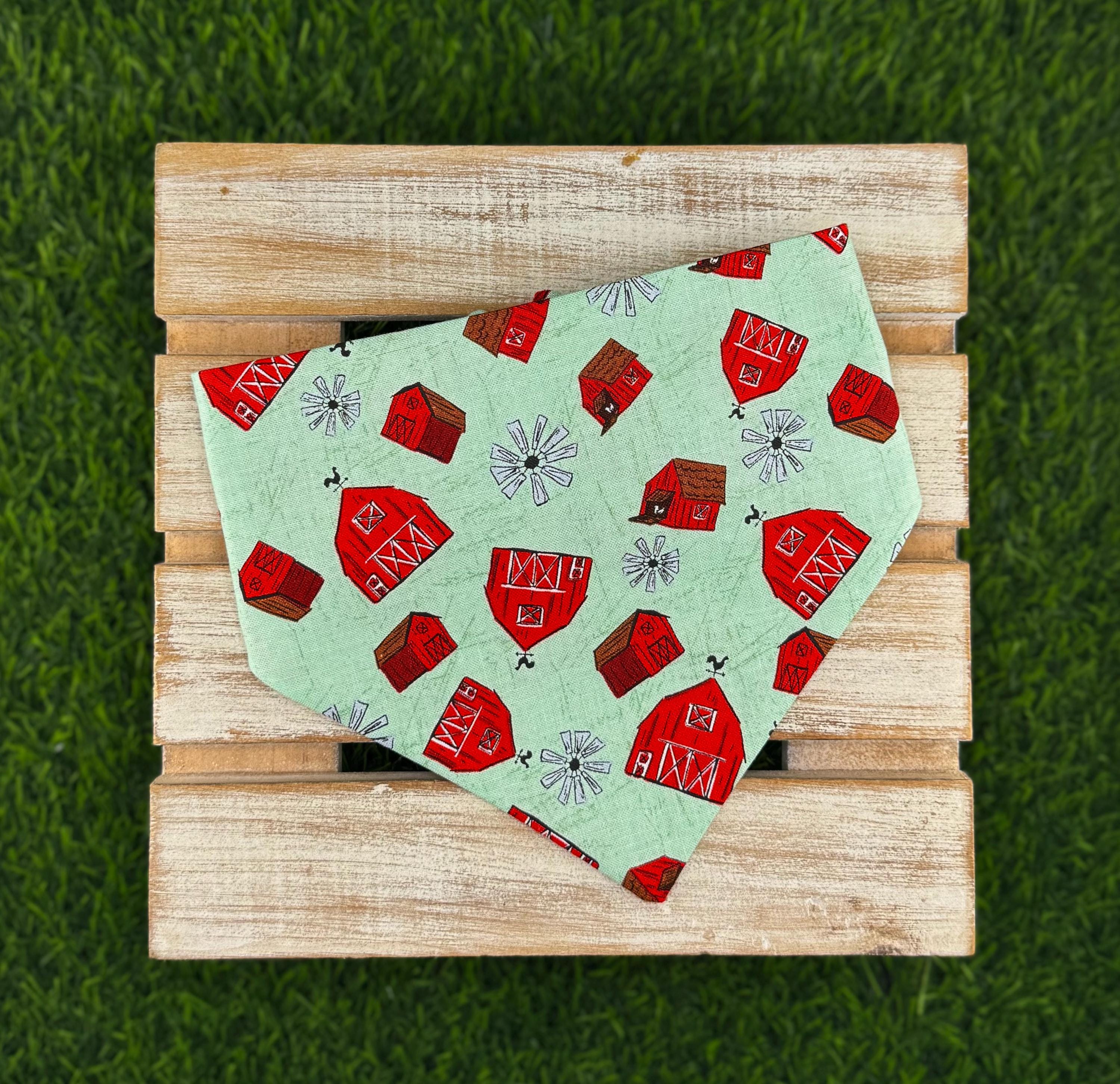 Red Barn Scrunchie Dog Bandana