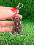 Staffy Staffordshire Brindle Dog Keychain