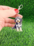Doodle Grey and White Dog Keychain
