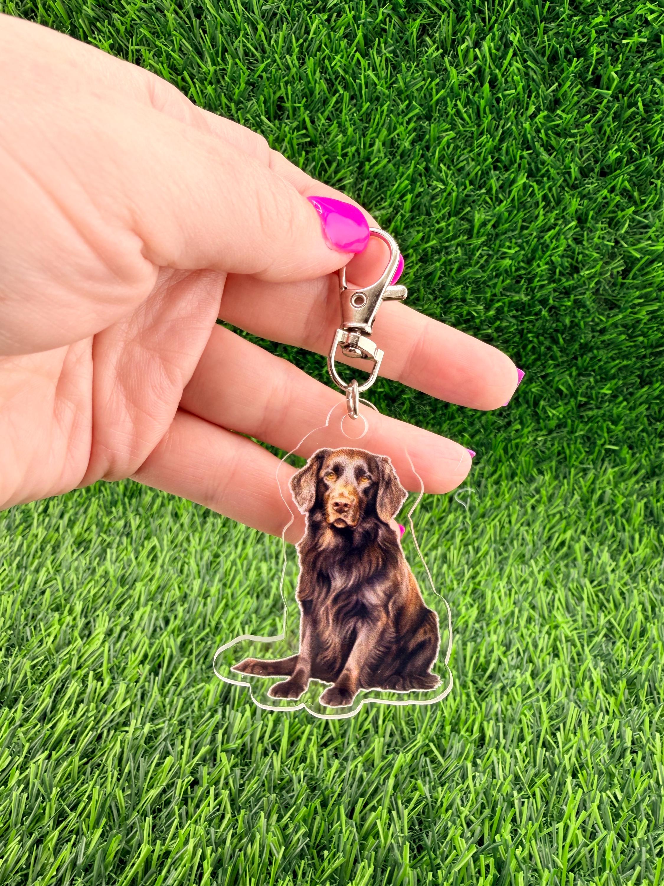 Flat-Coated Retriever Dog Keychain