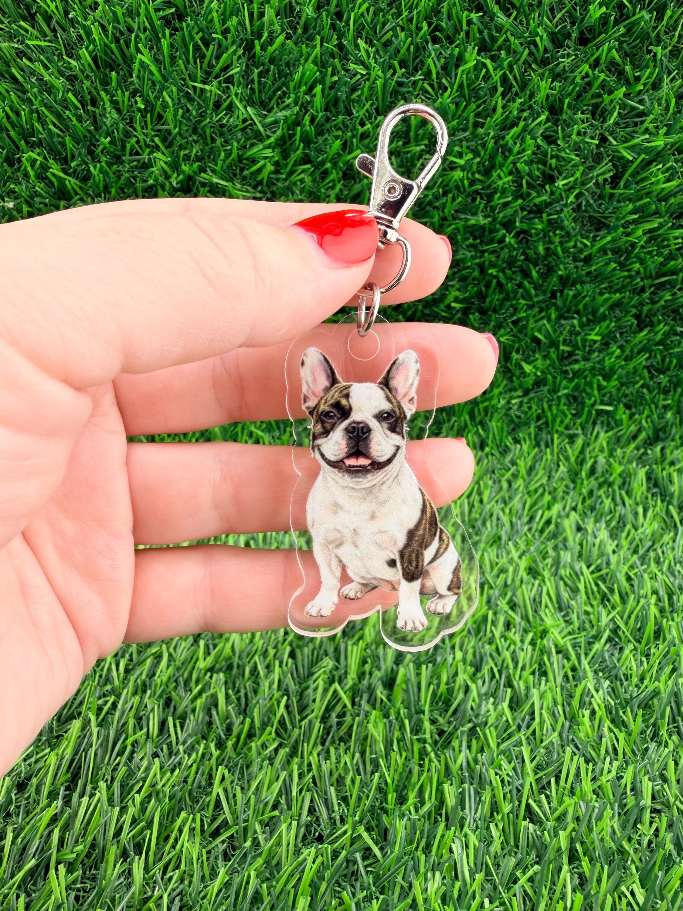 Frenchie Brindle Pied French Bulldog Keychain