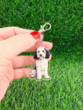 Doodle Dog White and Black Ears Keychain