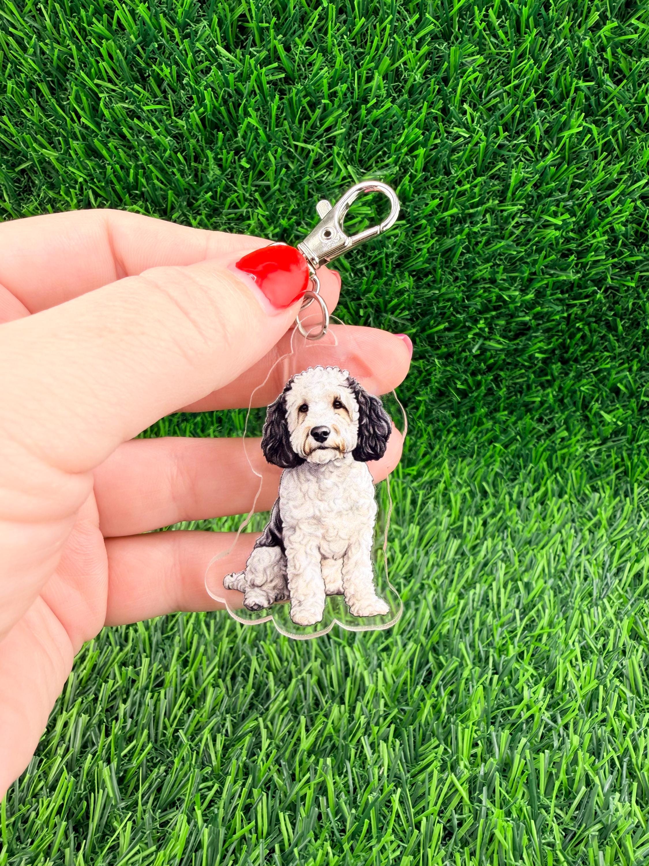 Doodle Dog White and Black Ears Keychain