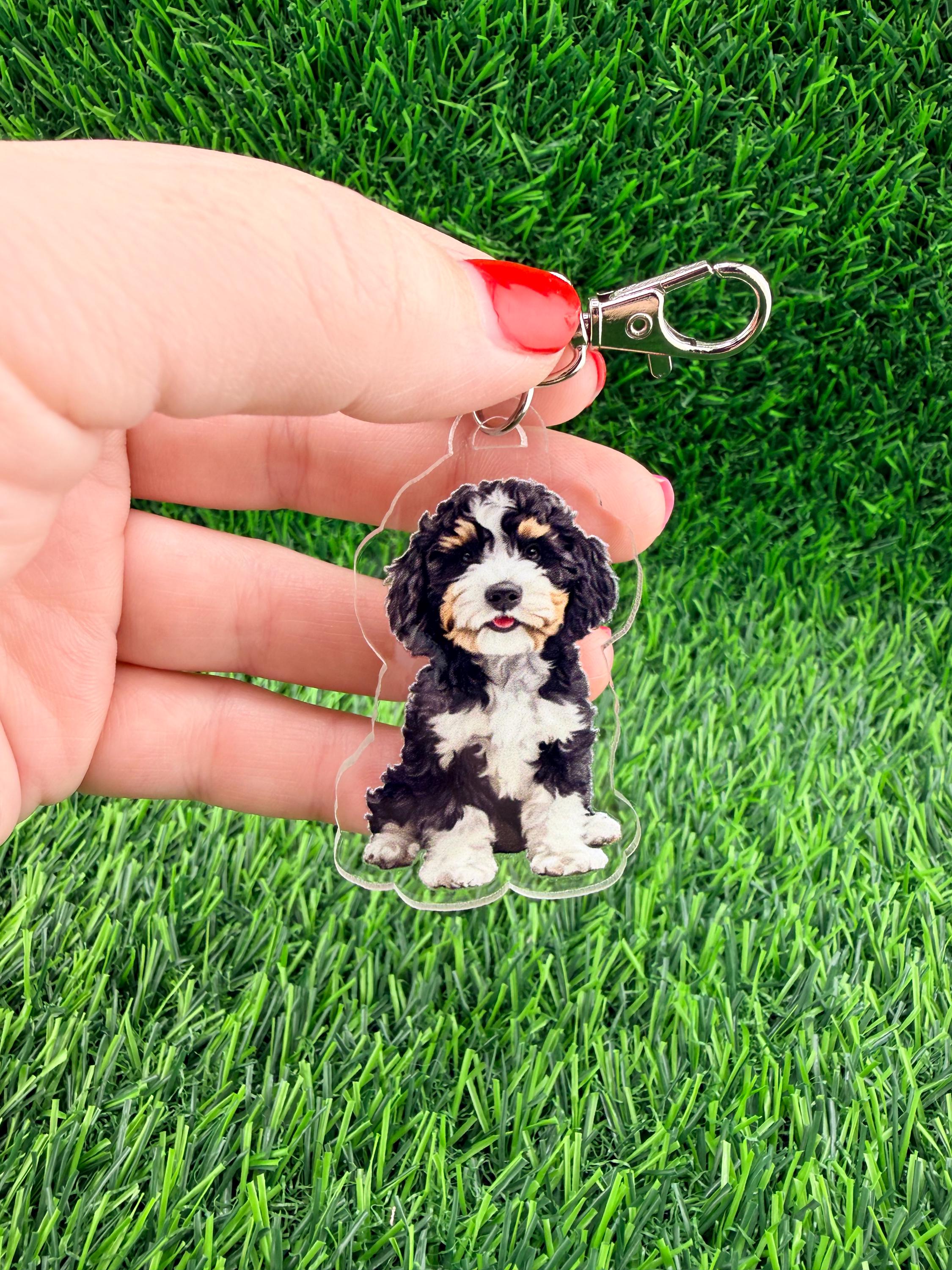 Bernedoodle Dog Keychain