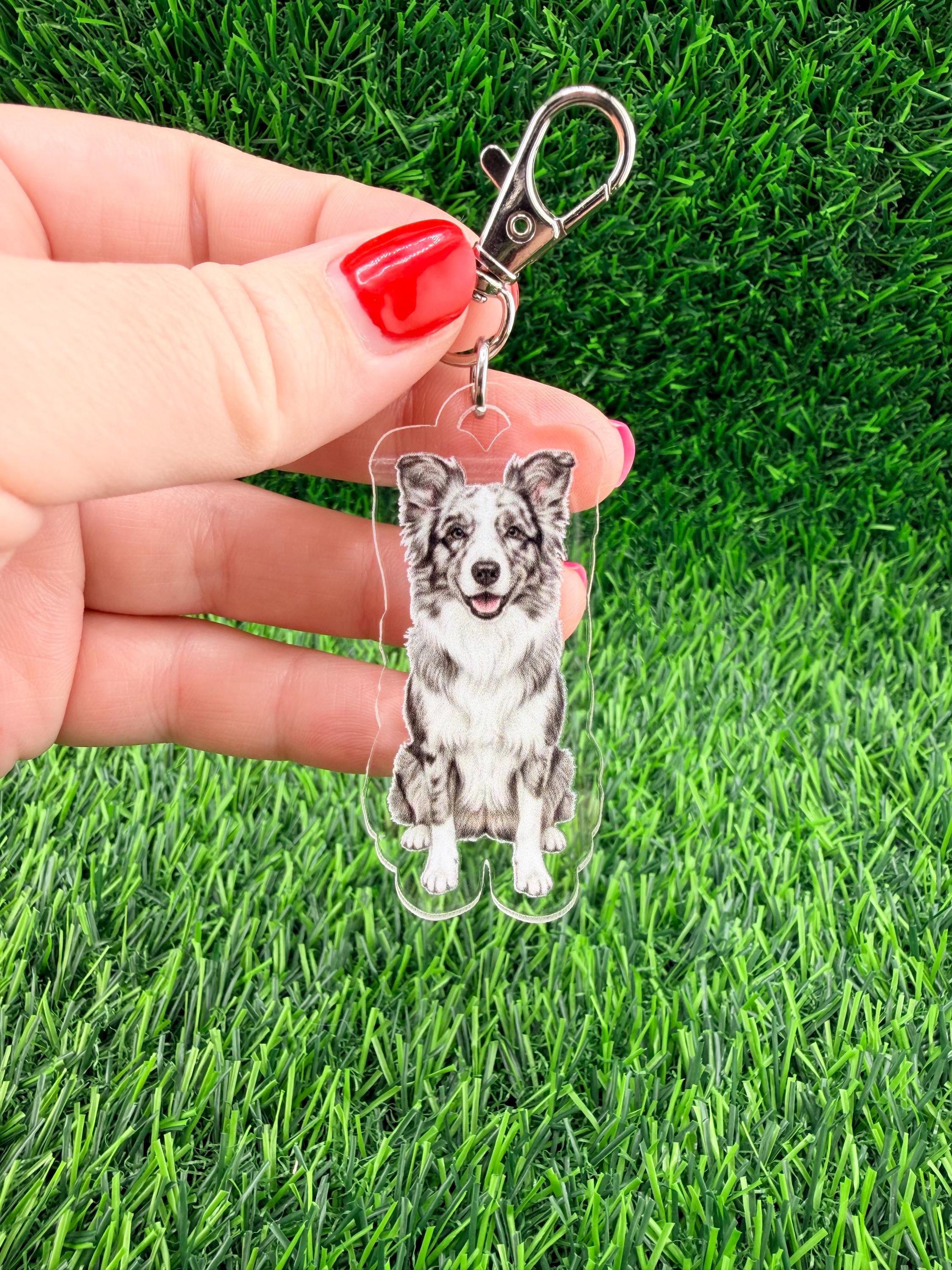 Border Collie Blue Merle Keychain