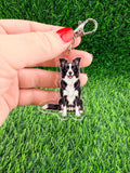 Border Collie Black and White Keychain