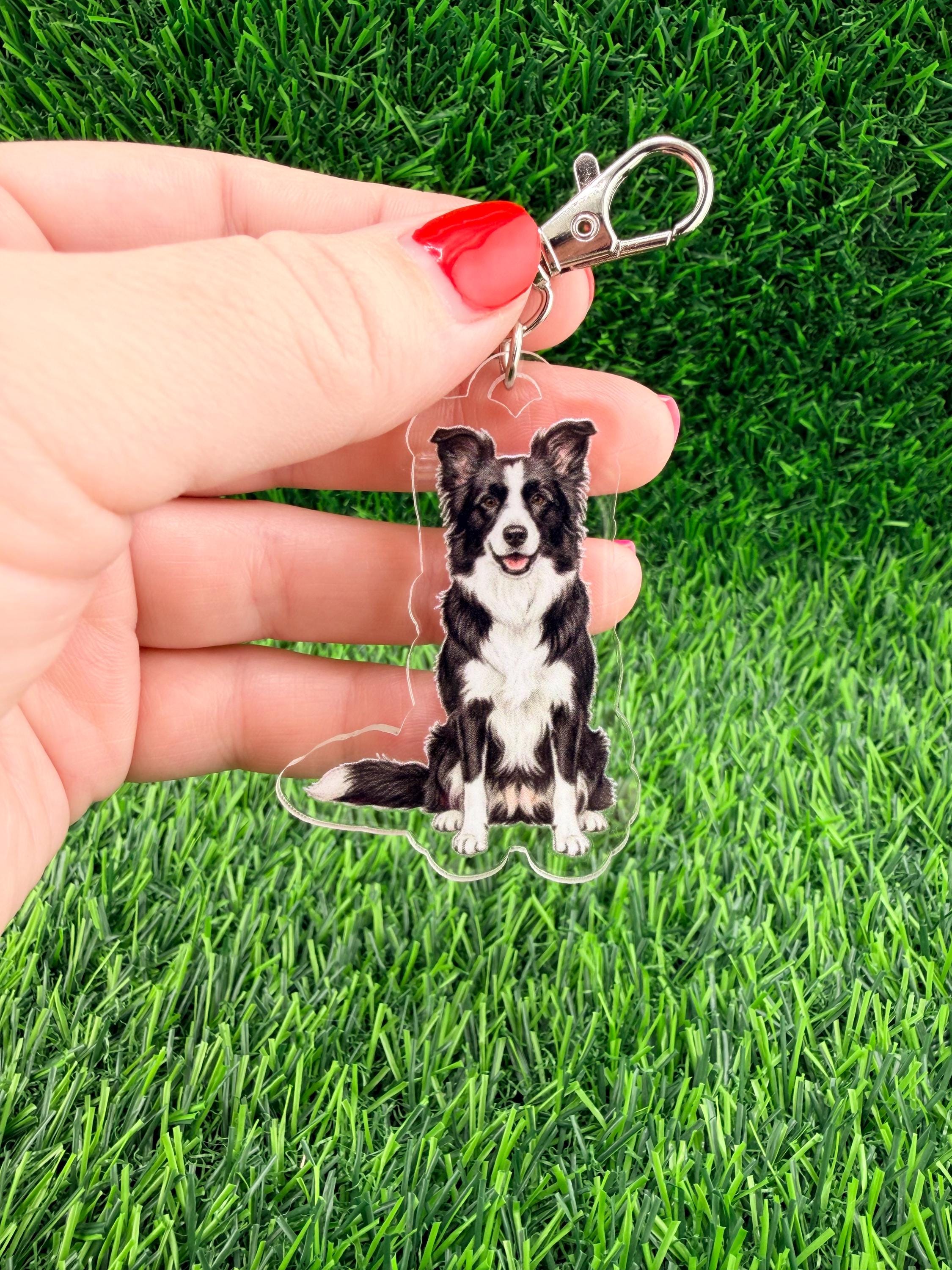Border Collie Black and White Keychain