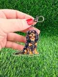 Cavalier King Charles Black and Tan Spaniel Keychain