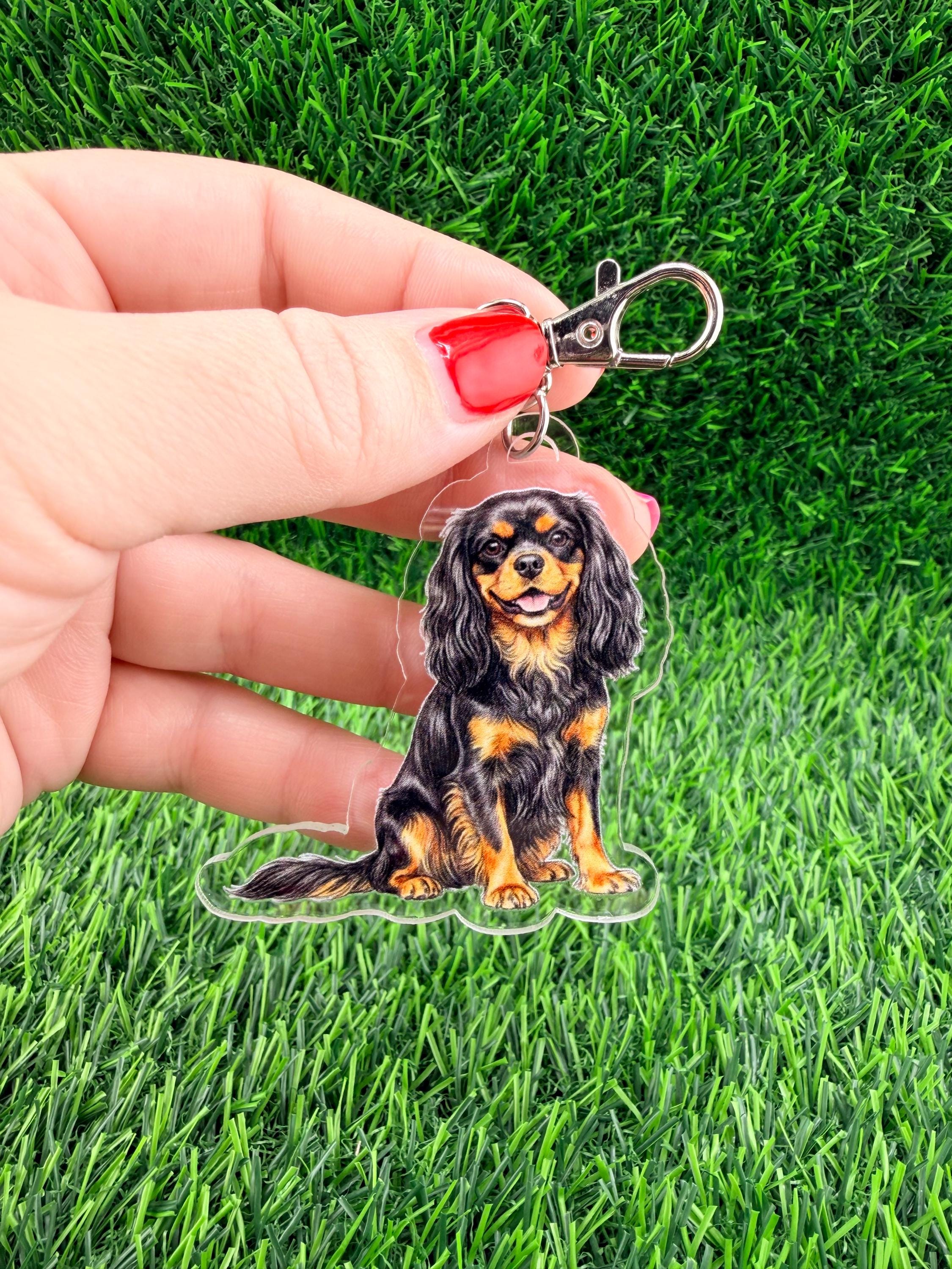 Cavalier King Charles Black and Tan Spaniel Keychain