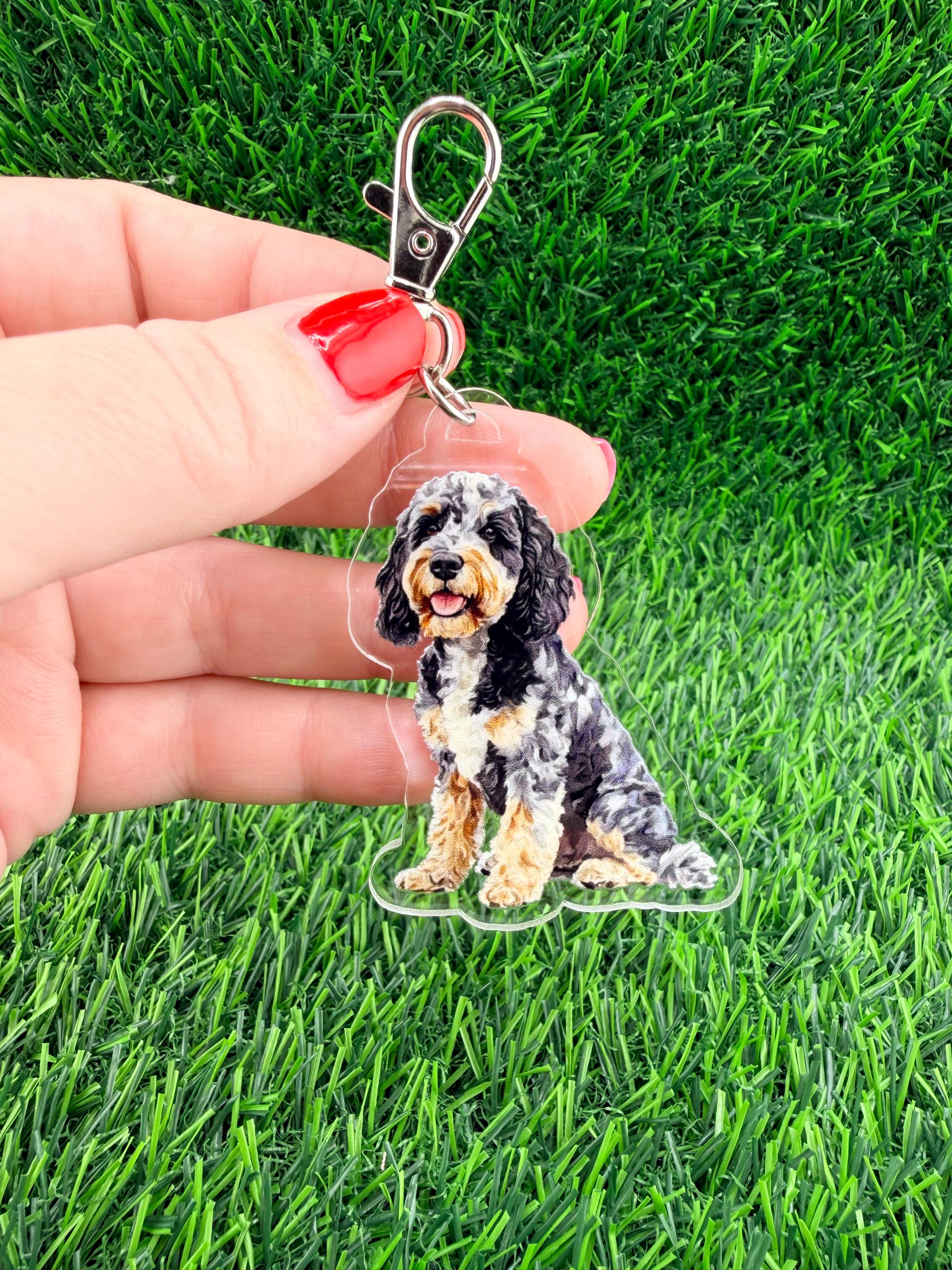 Doodle Merle Dog Keychain