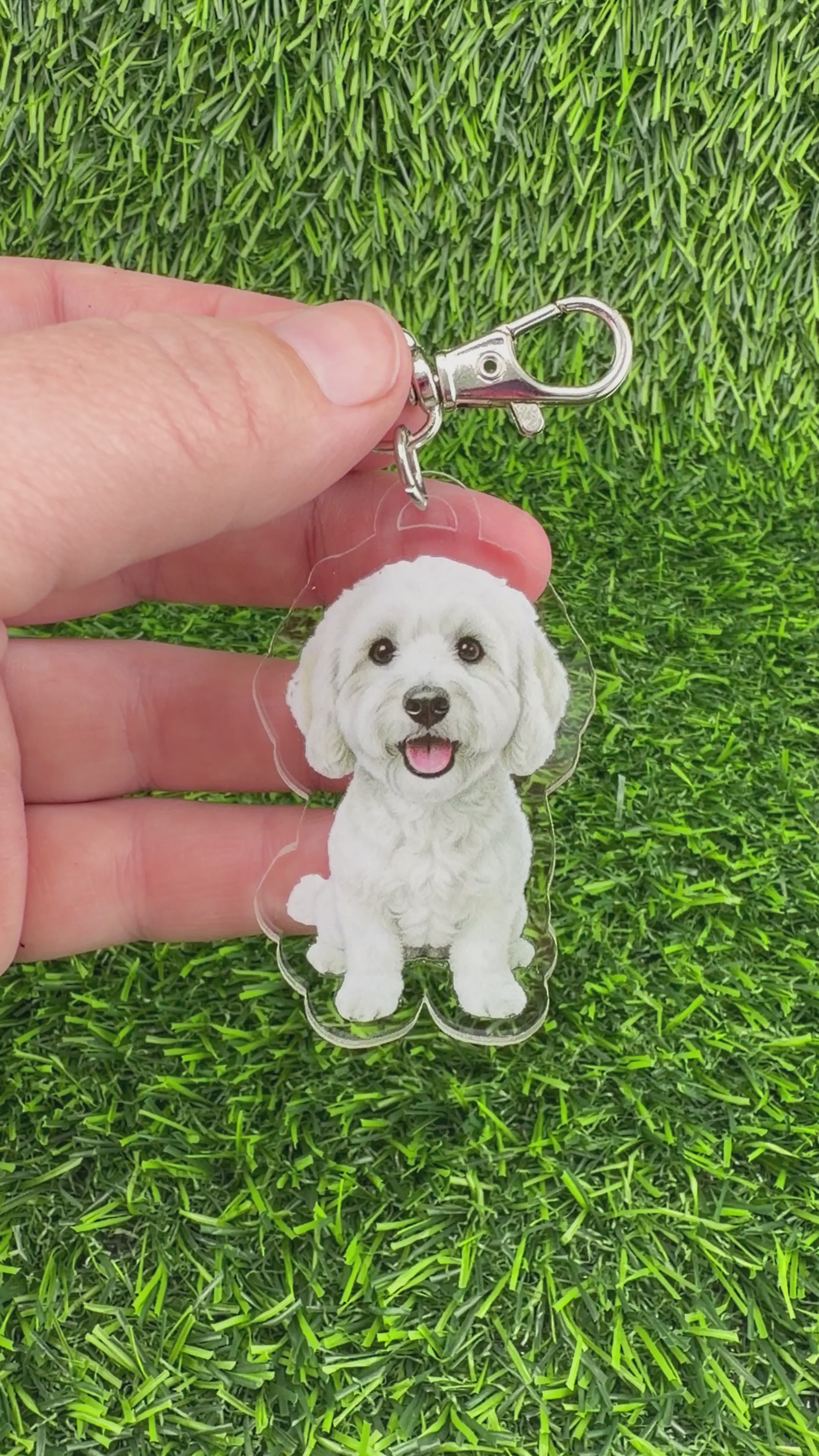 Cavapoo White Keychain