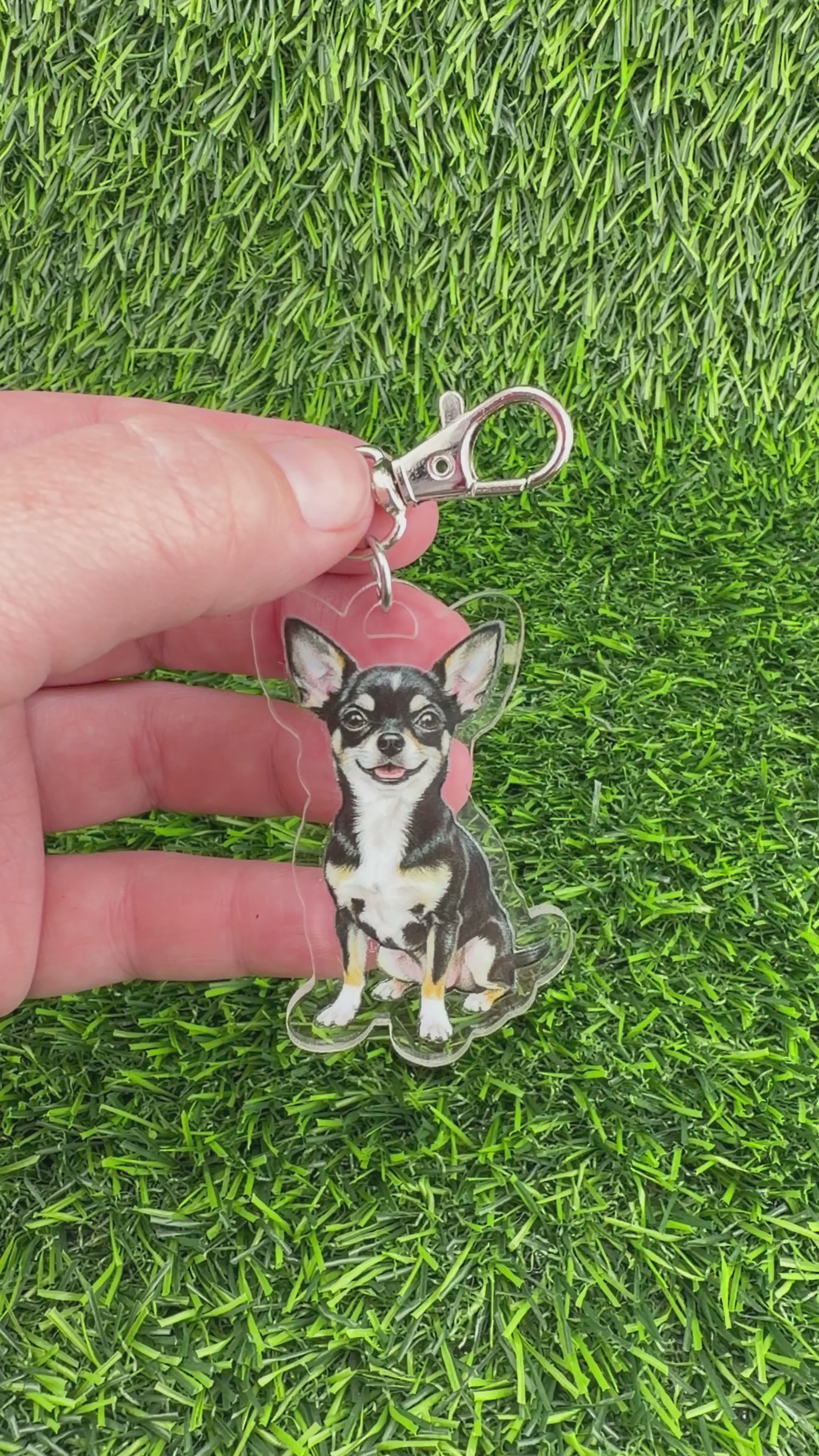 Chihuahua Black and White Keychain