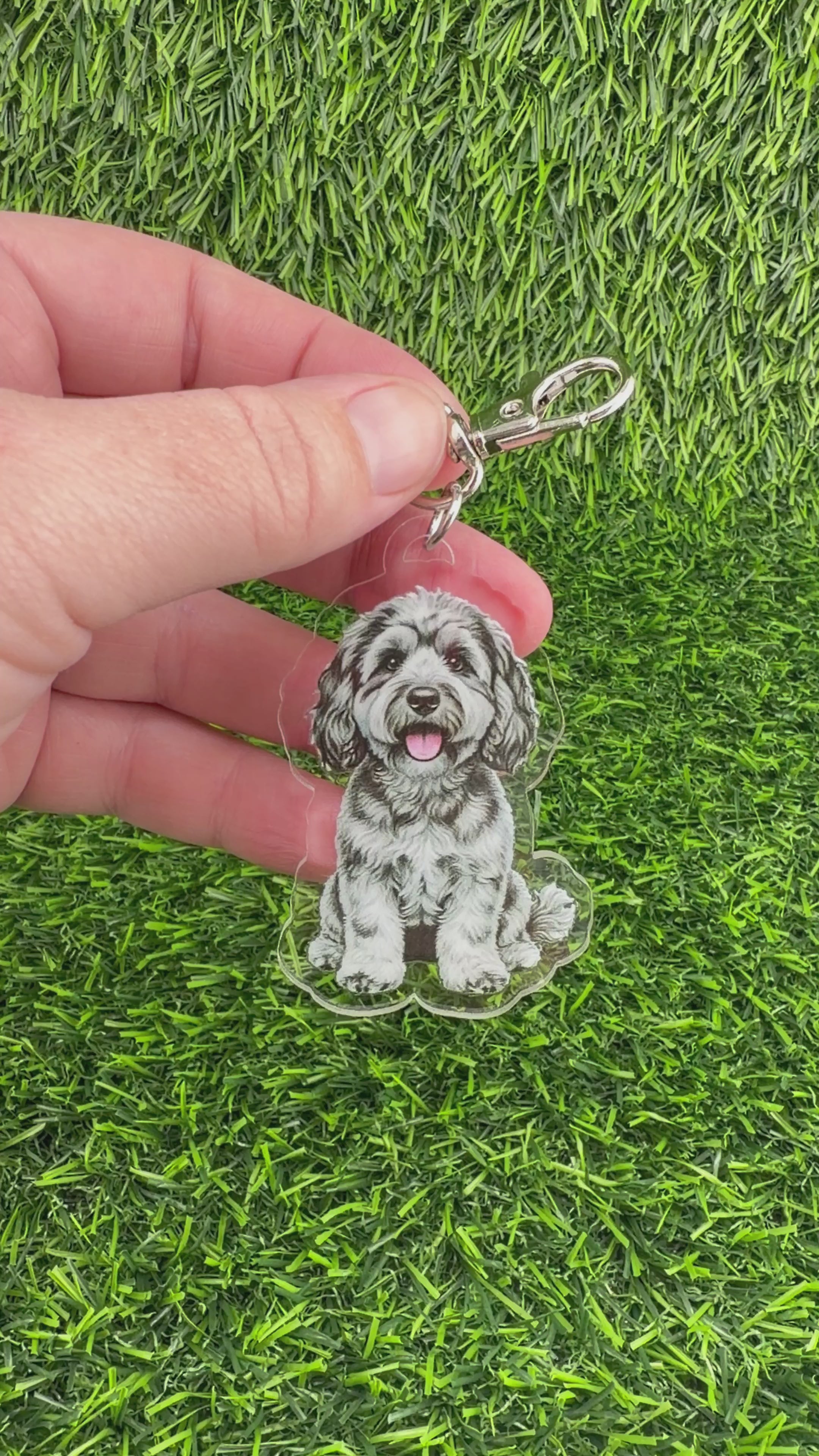 Cavapoo Blue Merle Keychain
