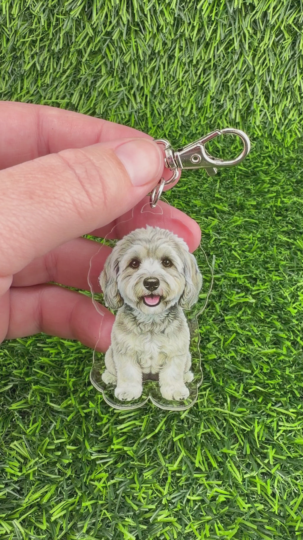 Cavapoo Silver Keychain