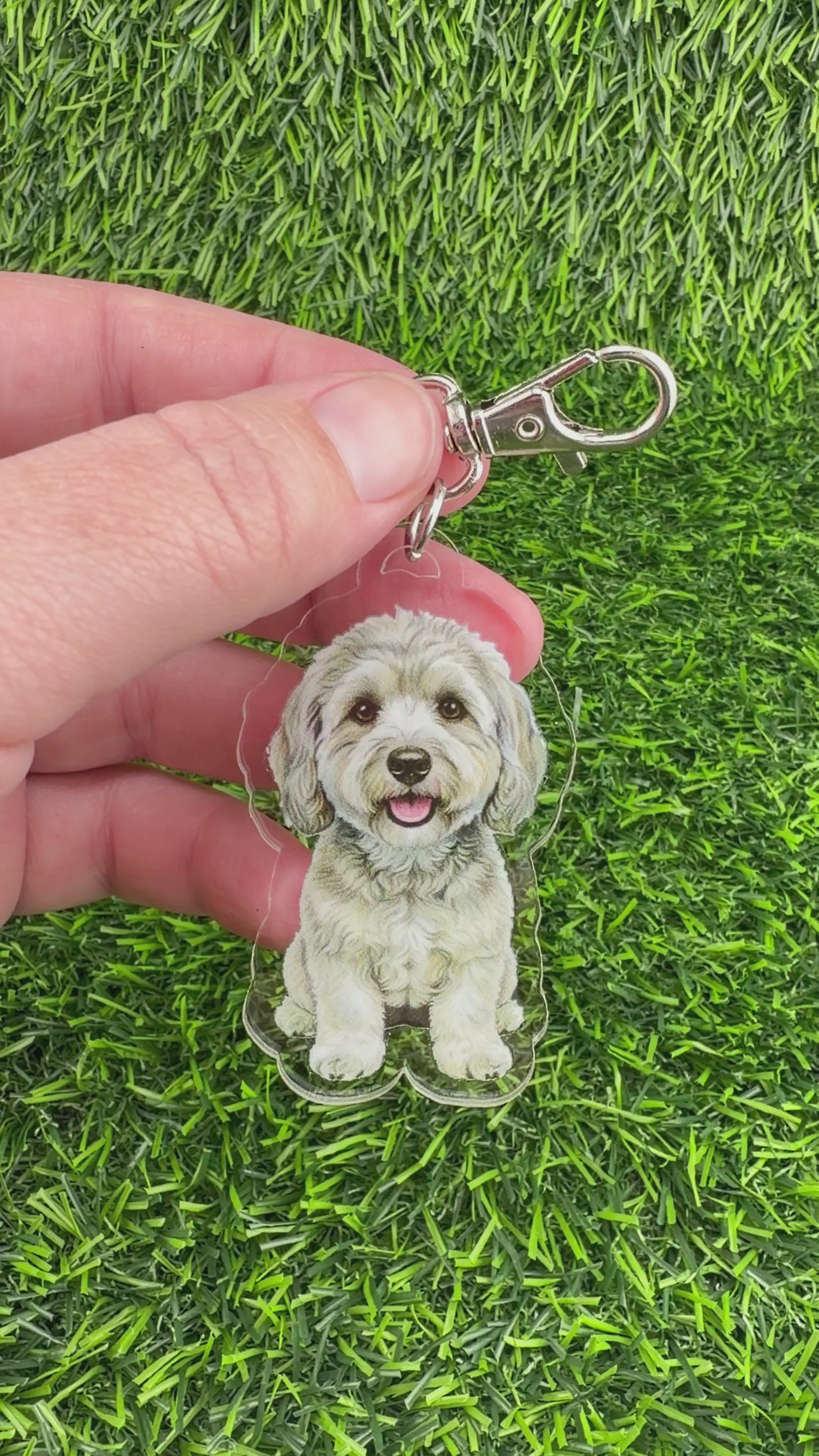Cavapoo Silver Keychain