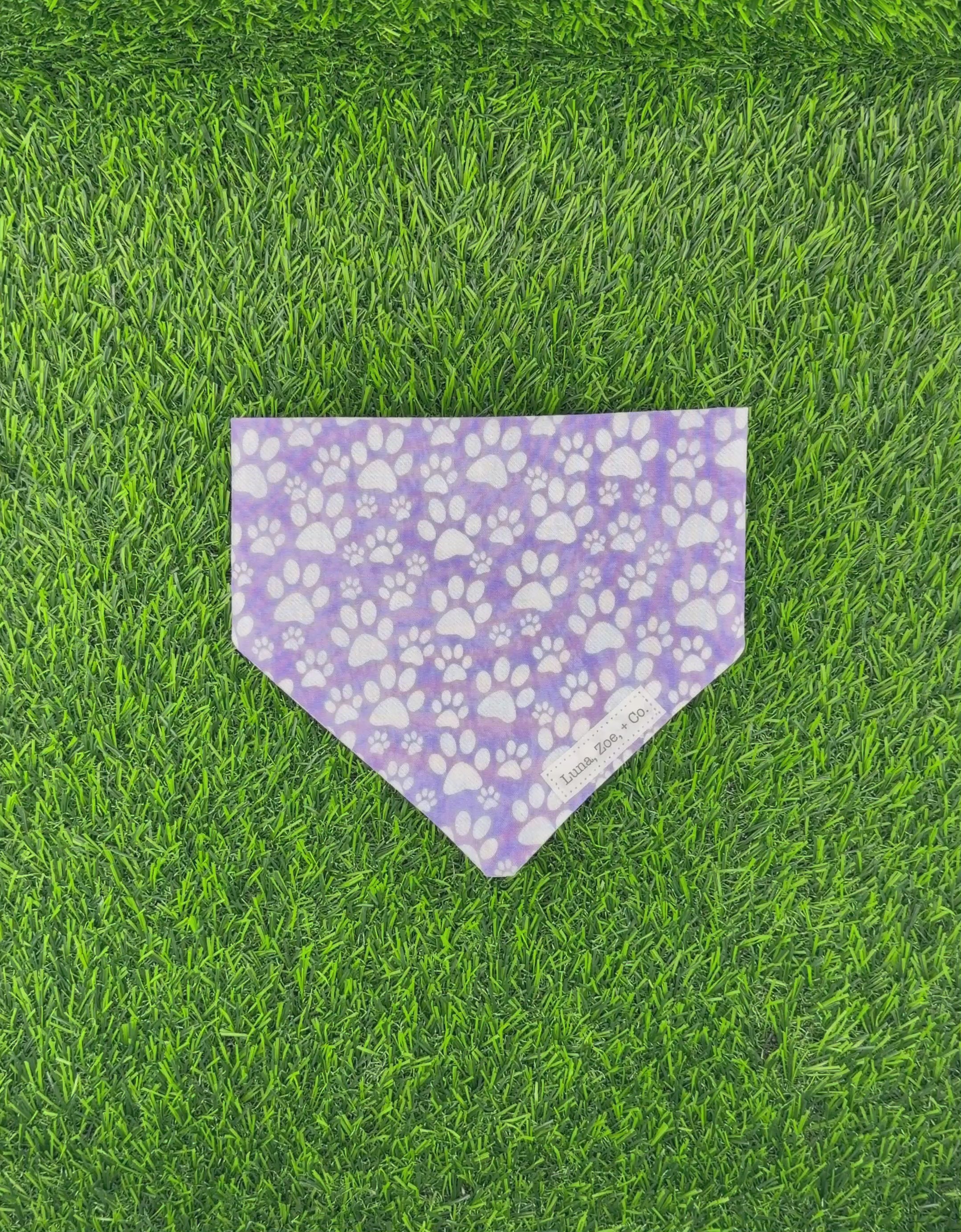 Purple Paw Scrunchie Bandana