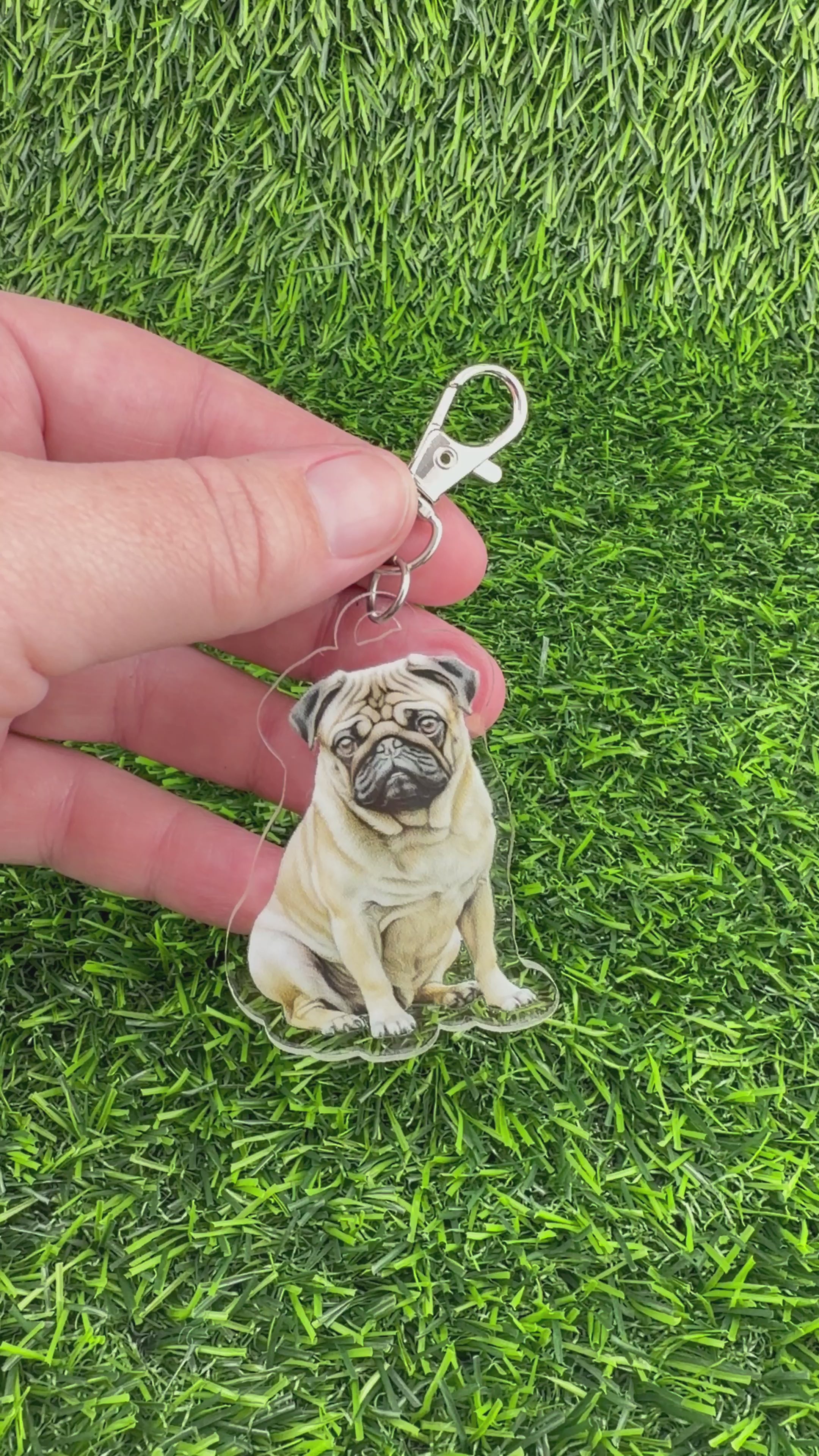 Pug Cream Tan Keychain